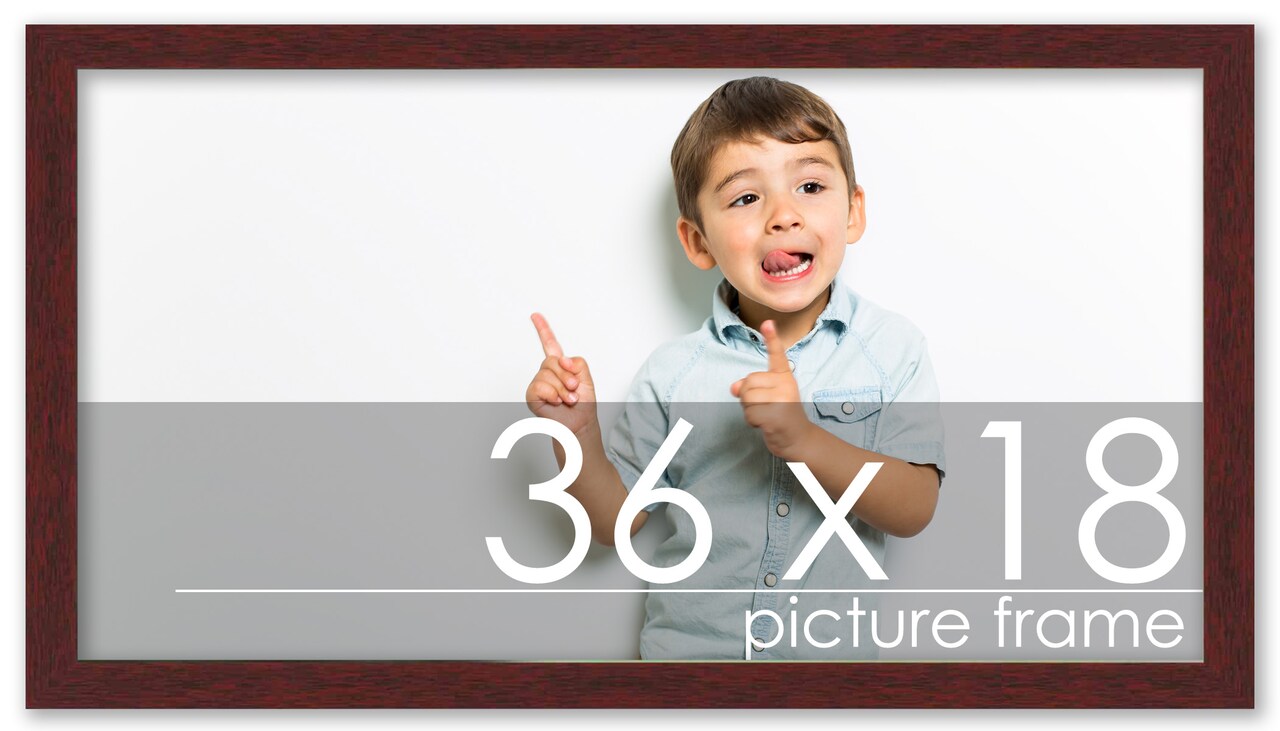 36x18 Solid Wood Picture Frame with UV-Resistant Acrylic & Acid-Free Backing, Available in 6 Finishes: Matte Black, Matte White, Metallic Bronze, Silver, Natural Wood Grain & Mahogany